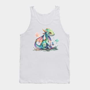 little Cute Dragon watercolor Tank Top